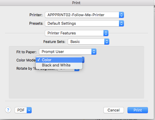 print color for pdf in mac